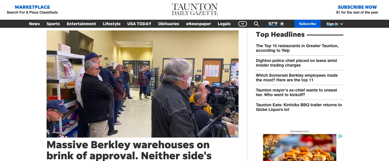 Article for Taunton Daily Gazette
