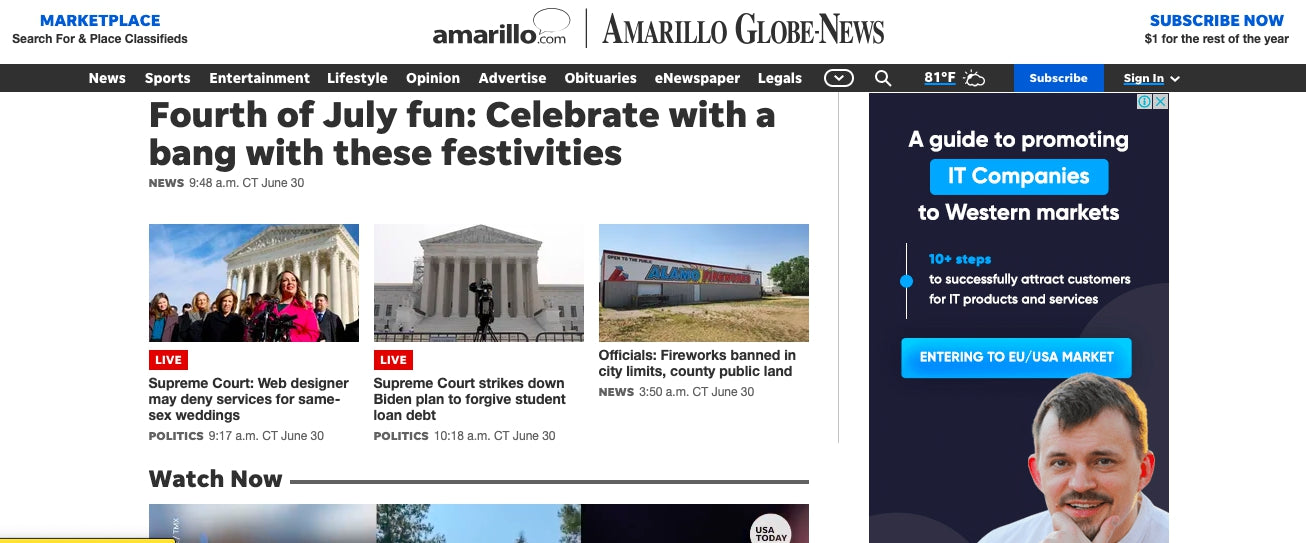 Article for Amarillo Globe-News